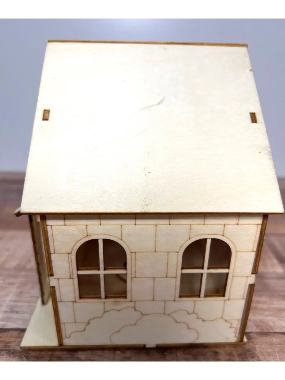 Santas Workshop Wooden LED Light-Up House Laser cut Can Be Painted Or Natural